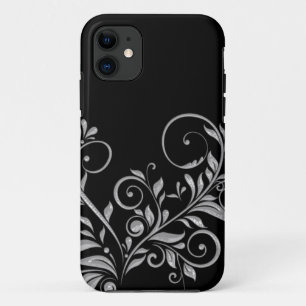 Girly Ornate Black Silver Floral Swirls iPhone5 iPhone 11 Case
