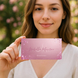 Girly Pale Pink Luxe Beautician Skin Nail Expert Business Card