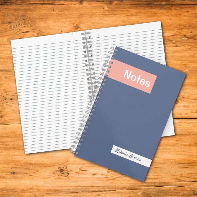 Girly Pastel Blue Pink Monogrammed Full Name Notes Notebook (Creator Uploaded)