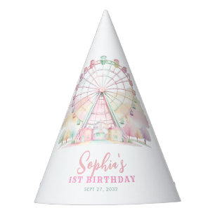 Girly Pastel Color Carnival Circus Kids Birthday Party Hat