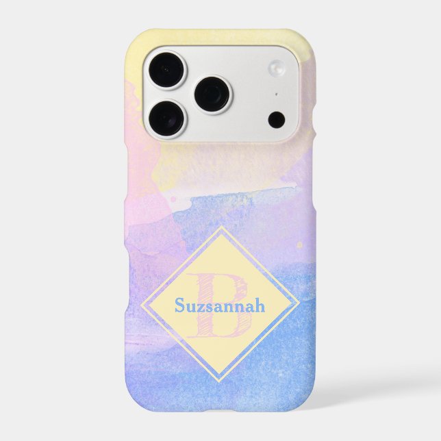 Girly Pastel Colour Watercolor Monogram Custom Nam (Back)