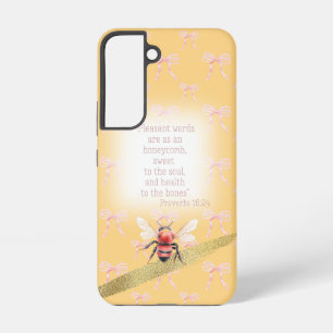 Girly Pastel Peach Pink Coquette Faith Orange Bee Samsung Galaxy Case