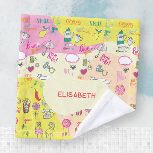 Girly Pastel Pink Kawaii Doodle Wash Cloth
