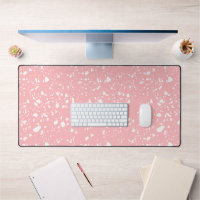 Girly Pastel Pink White Abstract Terrazzo Pattern