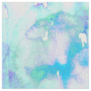 Girly Pastel Teal and Blue Watercolor Paint Drips Fabric