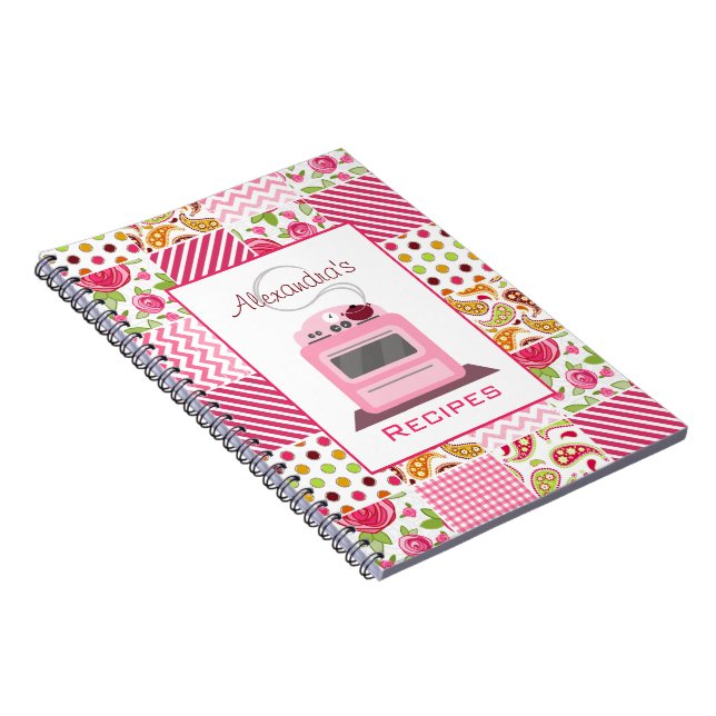 Girly Patchwork & Retro Stove Recipe Notebook (Right Side)