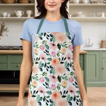Girly Peach And Pink Roses Watercolor Floral Apron<br><div class="desc">Girly Peach And Pink Roses Watercolor Floral Apron</div>
