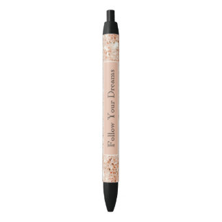 Girly Peach Glitter Dreams Black Ink Pen