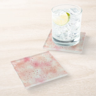 Girly Peach Pink Abstract Glass Coaster
