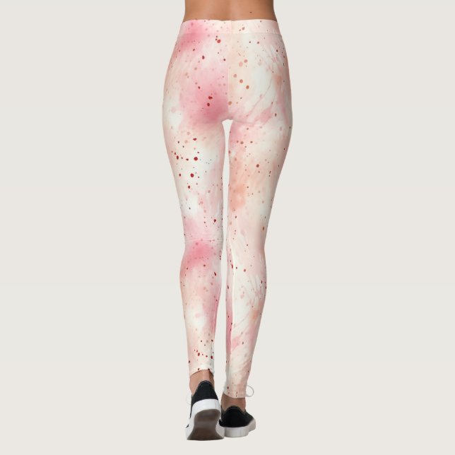 Girly Peach Pink Abstract Leggings (Back)