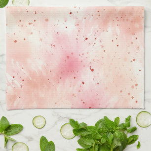 Girly Peach Pink Abstract Tea Towel