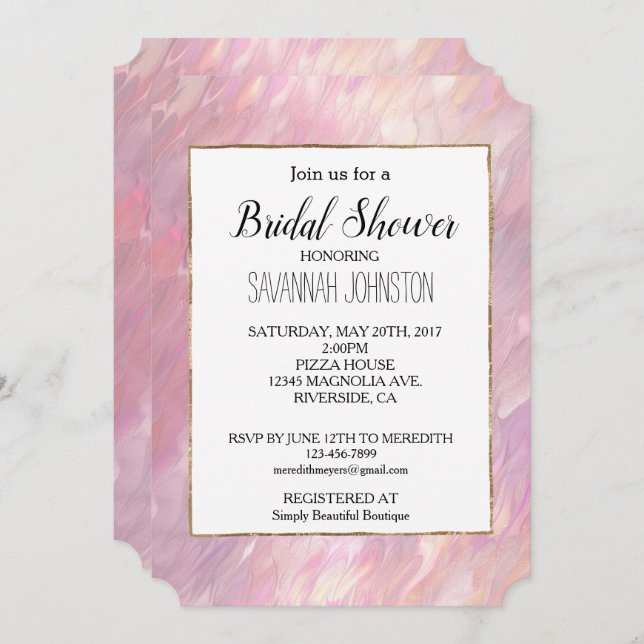 Girly Pearl Pink Invitation (Front/Back)