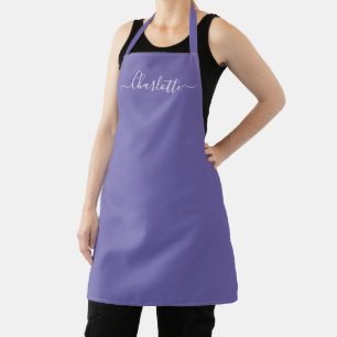 Girly periwinkle custom script name monogram chic apron