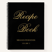 Girly Personalised Cookbook Black And Gold Recipe
