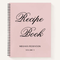 Girly Personalised Cookbook Blush Recipe Notebook