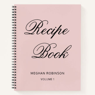 Girly Personalised Cookbook Blush Recipe Notebook