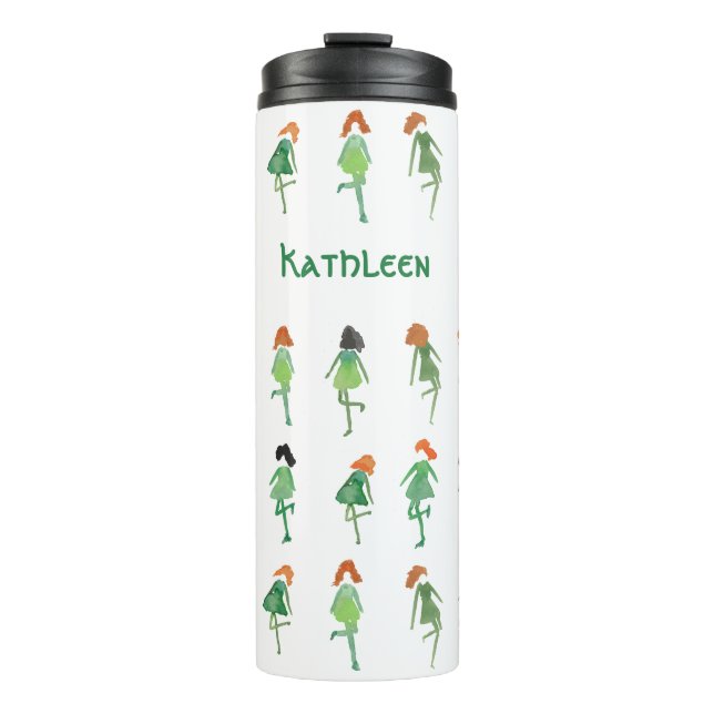 Girly Personalised Irish Dancers Cute Hand-Drawn T Thermal Tumbler (Front)