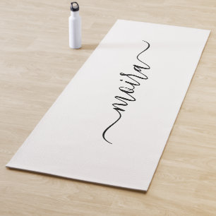 Girly Personalised Minimalist White Yoga Mat