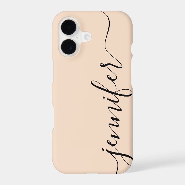 Girly Personalised Name, Fancy Script, Linen/Black (Back)