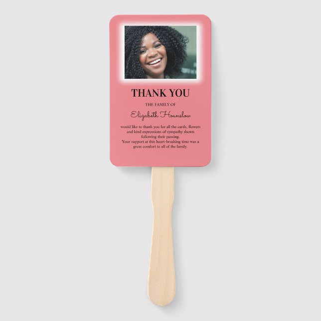Girly Personalised Photo Funeral Thank You Favour Hand Fan (Front)