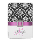 Girly Personalised Pink Black Damask Pattern