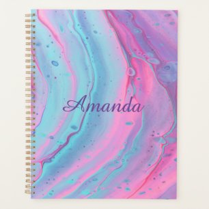 Girly Personalized Pink and Blue Swirls  Planner