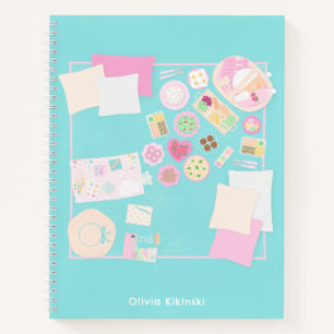 Girly Picnic Scene Illustrated Spiral Notebook