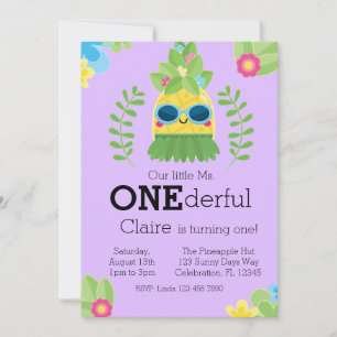 Girly Pineapple Ms. Onederful First Invitation