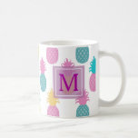 Girly Pineapples Monogram Coffee Mug<br><div class="desc">This girly monogram coffee mug is great for the pineapple lover.  Sweet pineapples adorn the design in shades of blue,  purple and pink on a white background.  Makes the perfect gift for a loved one.  Customise yours today!  

Artwork created by: AMBillustrations 
http://www.etsy.com/shop/AMBillustrations/</div>