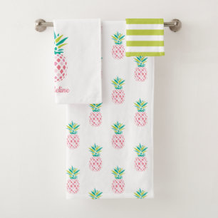 Girly Pineapples Monogrammed Bath Towel Set