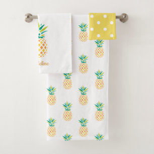 Girly Pineapples Monogrammed Bath Towel Set