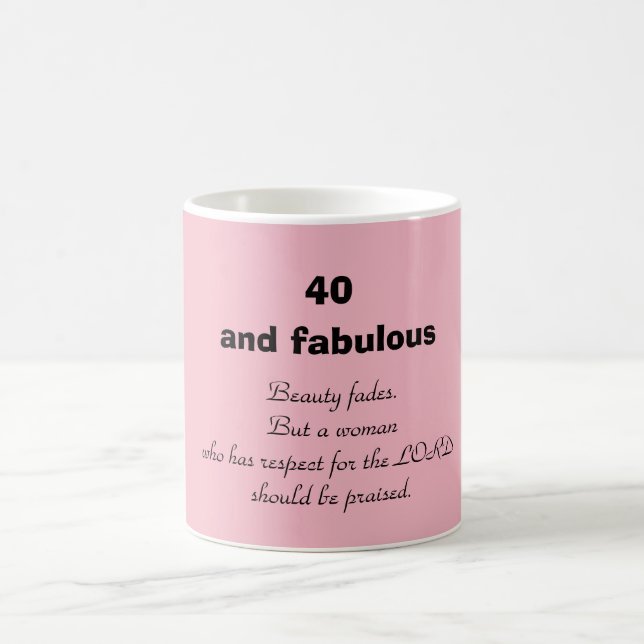 Girly Pink 40th Birthday Script Coffee Mug (Center)