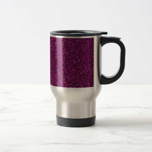 Girly Pink Abstract Glitter Photo Print Travel Mug (Right)