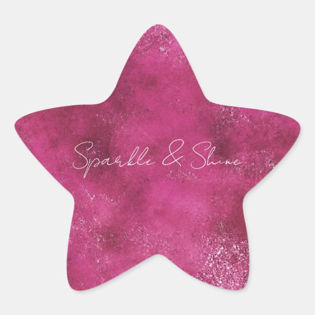 Girly Pink Abstract Glitz Glam Glitter Star Sticker (Front)
