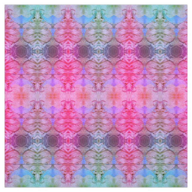Girly Pink Abstract Watercolor Boho Pattern Fabric (Swatch)