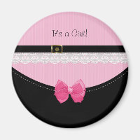 Girly Pink And Black Baby Shoes Birth Announcement