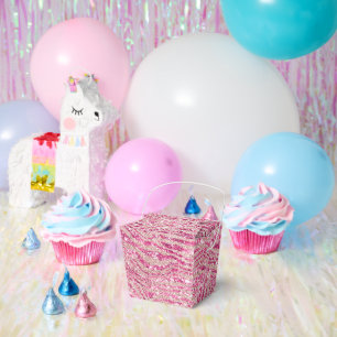 Girly Pink and Blush Glitter Zebra Favour Box