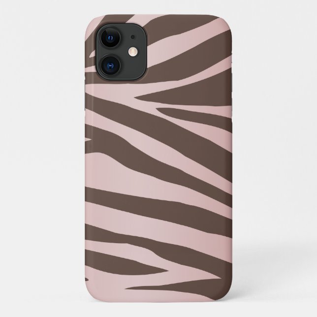 Girly Pink and Brown Zebra Case-Mate iPhone Case (Back)