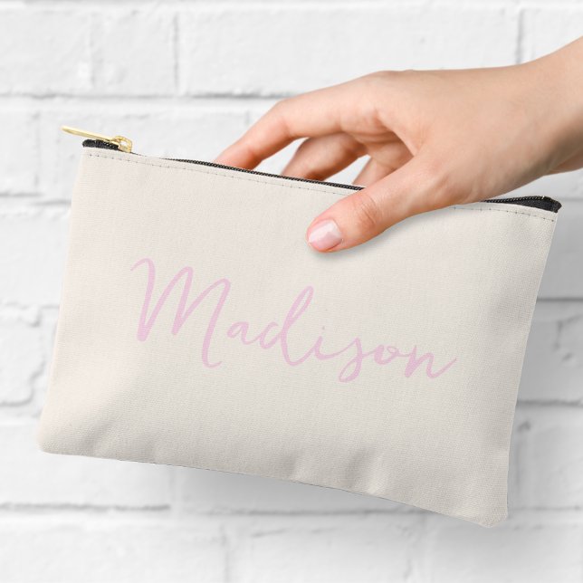Girly Pink and Cream Name Accessory Pouch (Creator Uploaded)