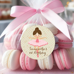 Girly Pink and Dreamy Ballerina Classic Round Sticker