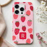 Girly Pink and Red Strawberry Seamless Pattern  iPhone 15 Pro Case<br><div class="desc">Add a touch of sweetness to your phone with this Girly Pink and Red Strawberry Seamless Pattern Phone Case. The charming design features vibrant red strawberries on a soft pink background, perfect for anyone who loves cute and fruity aesthetics. This phone case not only protects your device but also adds...</div>