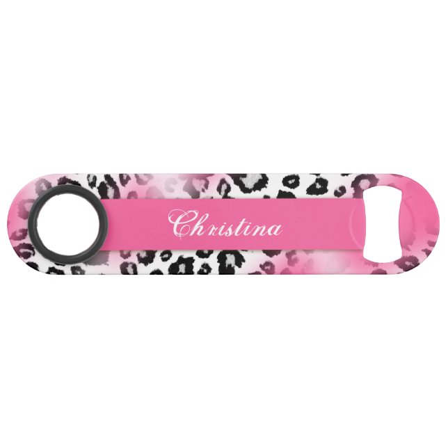 Girly Pink and Snow Leopard Mesh Monogram (Front (Horizontal))