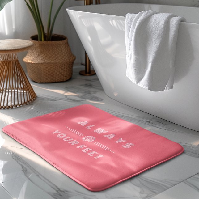 Girly Pink and White Always at Your Feet Bath Mat (Creator Uploaded)