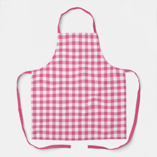 Girly Pink And White Gingham Check Pattern Apron