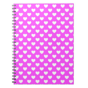 Girly Pink And White Hearts Polka Dot Pattern Notebook
