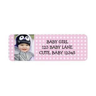 Girly Pink and White Polka Dots Address Label