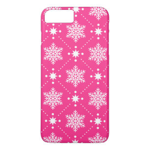 Girly Pink and White Snowflakes Christmas Pattern Case-Mate iPhone Case