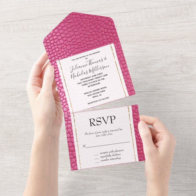 Girly Pink Animal All In One Invitation (Tearaway)
