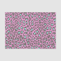 Girly Pink Aqua Black Leopard Animal Print Pattern