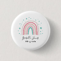 Girly pink aqua rainbow script personalised school